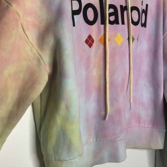 POLAROID MULTICOLORED TIE DYE CROPPED HOODIE SIZE LARGE - Picture 3 of 5